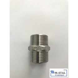 Nypel Nierdzewny Dwustronny na klucz 6-kąt 1 1/2" AISI 316