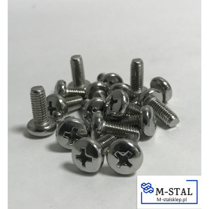Wkręt Nierdzewny walcowy 3x20 krzyżak DIN 7985-10szt