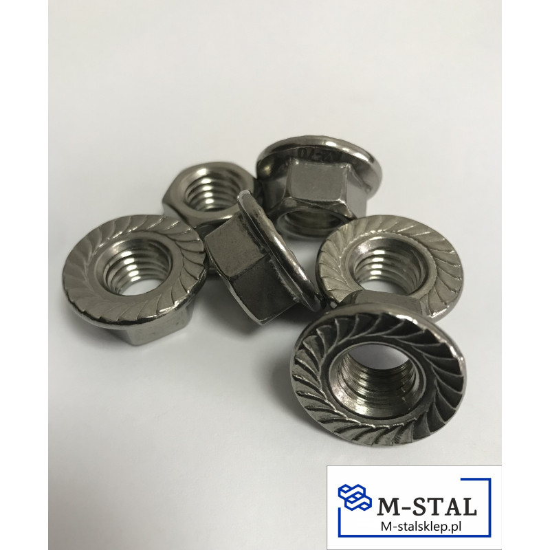 Nakrętka Kołnierzowa Nierdzewna M6 DIN6923-10szt