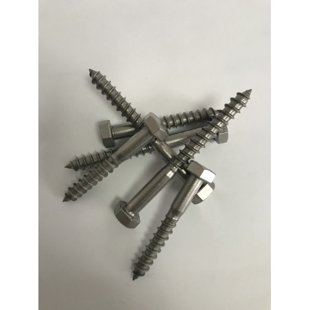 Wkręt do drewna sześciokątny 8x80 -10szt A2