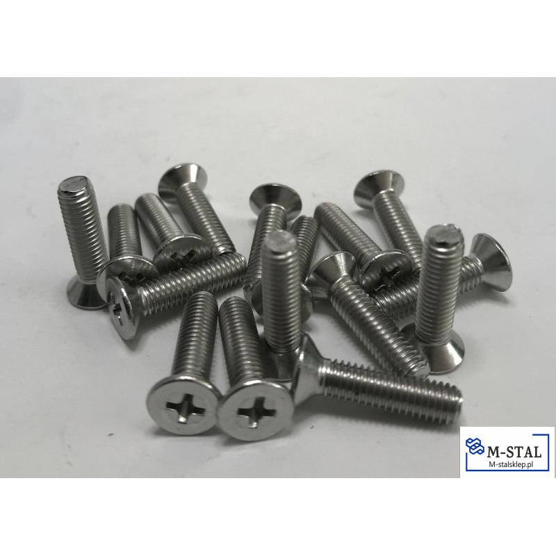 Wkręt do Metalu Nierdzewny stożkowy 5X30 krzyżak DIN 965-10szt